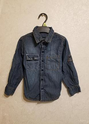 Джинсовая рубашка с длинным рукавом 3-4 года