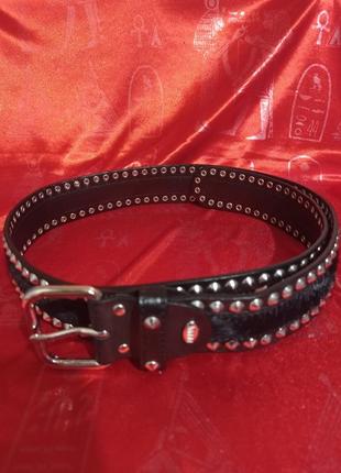 Ремень женский натуральная кожа,мех, металл.