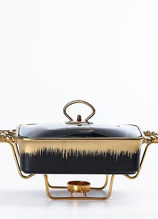 Марміти керамічні прямокутні 3 шт із кришкою з жаростійкого скла