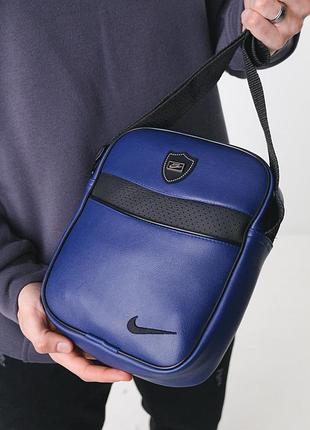 Барсетка-месенджер nike з еко-шкіри синя