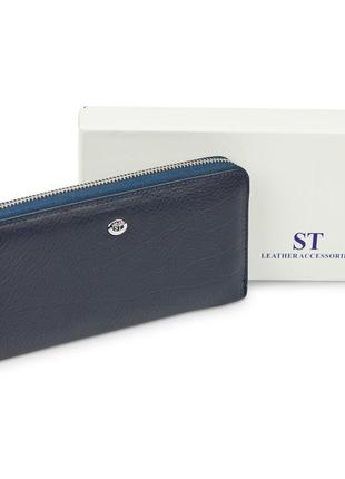 Синій гаманець-клатч з ремінцем на руку із натуральної шкіри st leather st45-23 фото