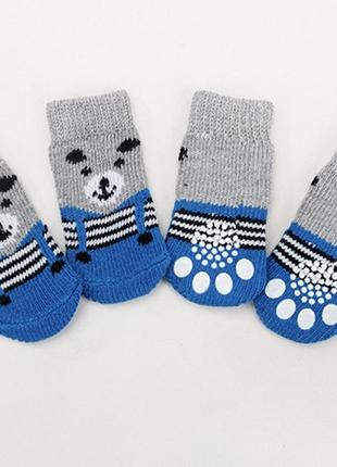 Носки для собак pet style "синие с мишкой" 3