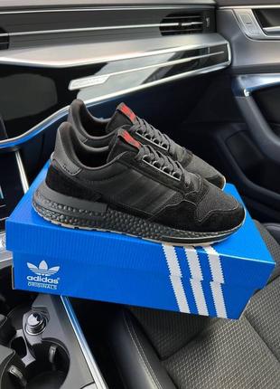Мужские кроссовки в стиле adidas originals zx 500 адидас / демисезонные / весенние, летние, осенние / спортивные / замша, текстиль / черные, серые, белые