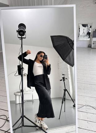 Юбка женская, шелковая, шёлк-сатин, батал, большие размеры, однотонная, черная