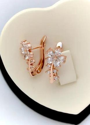 Серьги с цирконами (медицинское золото)