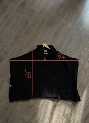 Накидка свитер джемпер кардиган жилет пончо черный вязаный кофта с замком primark9 фото