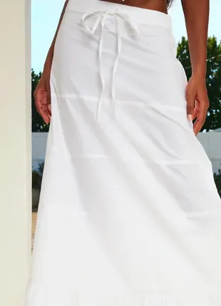 Коттоновая белая макси юбка2 фото