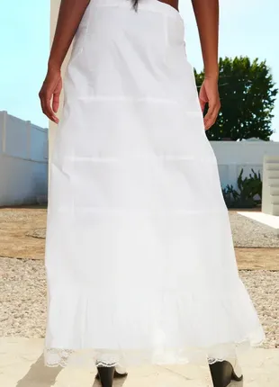 Коттоновая белая макси юбка3 фото