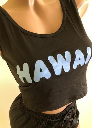 Жіноча піжама hawaii топ шорти пижама комплект топ шорты 22634 фото