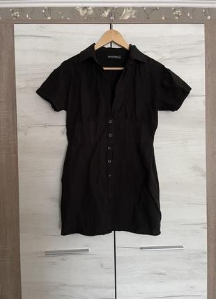 Платье черное мини рубашка prettylittlething4 фото