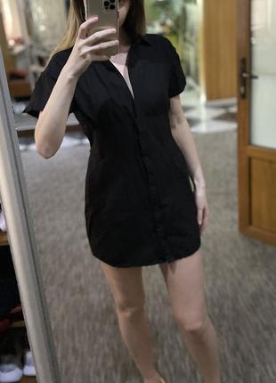 Платье черное мини рубашка prettylittlething3 фото