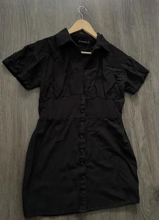 Платье черное мини рубашка prettylittlething6 фото