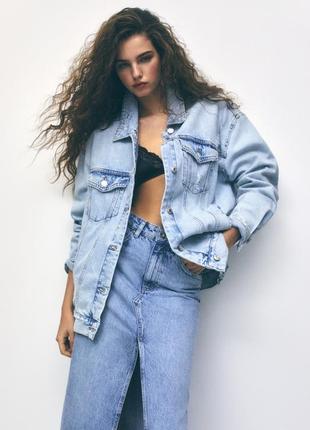 Оверсайз джинсова куртка pull bear (zara), колекція 2023 року, розмір м( l)4 фото