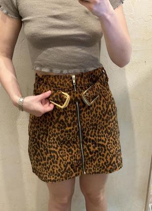 Леопардовая юбка мини м-l3 фото