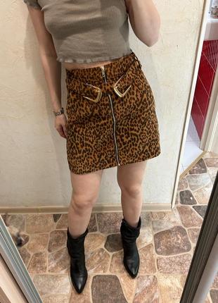 Леопардовая юбка мини м-l6 фото