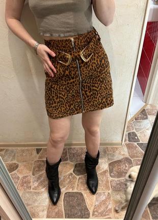 Леопардовая юбка мини м-l7 фото