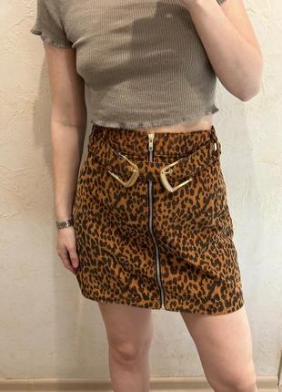 Леопардовая юбка мини м-l5 фото