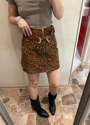 Леопардовая юбка мини м-l8 фото