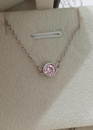 Срібний браслет з рожевим фіанітом2 фото