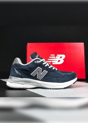 Мужские демисезонные кроссовки  new balance 990 темно синие2 фото