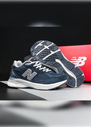 Мужские демисезонные кроссовки  new balance 990 темно синие3 фото