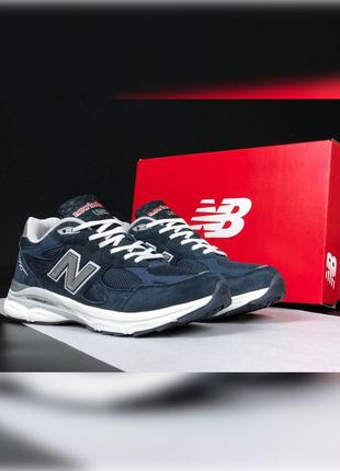 Мужские демисезонные кроссовки  new balance 990 темно синие4 фото