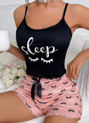 Жіноча піжама sleep топ шорти пижама комплект топ шорты 2265