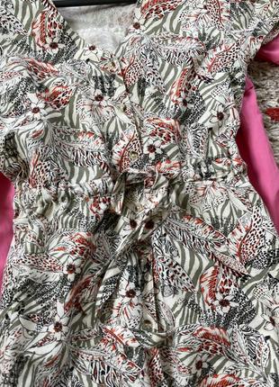 Актуальное на лето льняное платье рубашка в цветочный принт,m&amp;co petit,p.8-107 фото