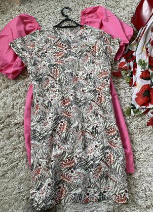 Актуальное на лето льняное платье рубашка в цветочный принт,m&amp;co petit,p.8-103 фото