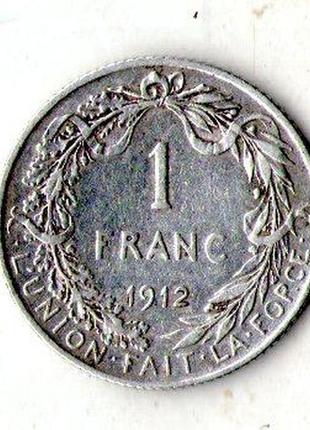 Бельгія › король альберт i › 1 франк 1912 рік срібло №19042 фото