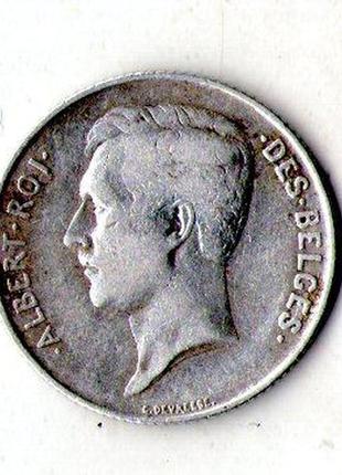 Бельгія › король альберт i › 1 франк 1912 рік срібло №19041 фото
