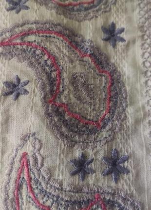 Блузка белоснежная с сиреневой вышивкой, вышиванка р.12(44-48) 💯% cotton6 фото