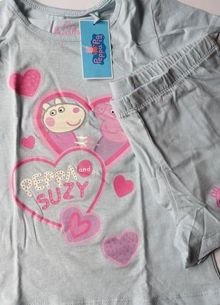 2-4 года летняя пижама для девочки домашняя одежда футболка шорты трикотажные детская легкая пижамка3 фото