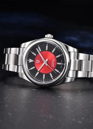 Механические часы pagani design pd-1764 silver-red, мужские, с автоподзаводом, с датой, device clock5 фото