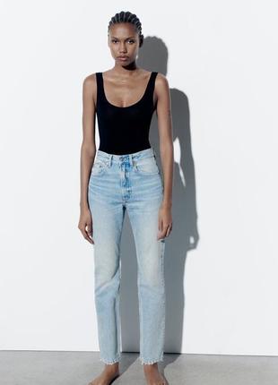 Джинси прямого крою з високою посадкою trf straight-leg high-waist zara