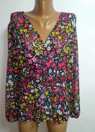 Невероятная блуза сеточка в цветочный принт 20/54-56 размер1 фото