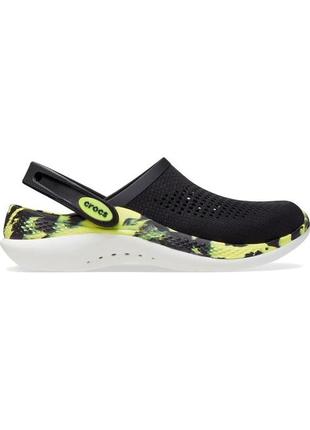 Сабо, клоги крокс crocs literide 360 clog м8w10/41-42 черные с цветной подошвой.3 фото