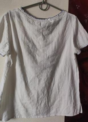 Блузка белоснежная с сиреневой вышивкой, вышиванка р.12(44-48) 💯% cotton6 фото