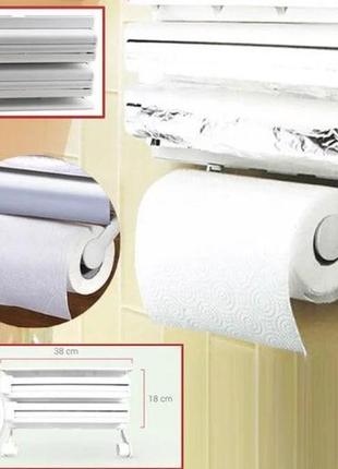 Кухонний потрійний тримач triple paper dispenser 3 в 1 для паперових рушників харчової плівки та фол4 фото
