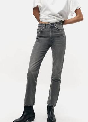 Джинси прямого крою з високою посадкою trf straight-leg high-waist zara