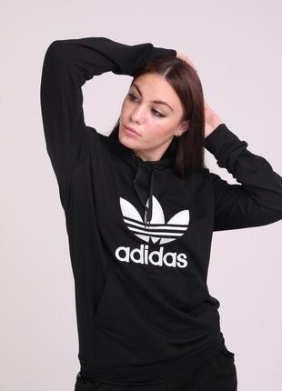 Худи черный с вышитым логотипом adidas9 фото