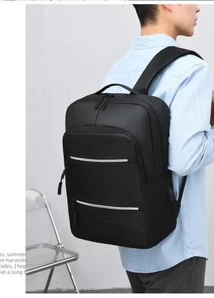Мужской рюкзак городской плотный молодежный вместительный повседневный для ноутбука черный usb geerdun4 фото