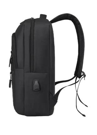Мужской рюкзак плотный вместительный повседневный для ноутбука городской молодежный черный usb geerdun7 фото