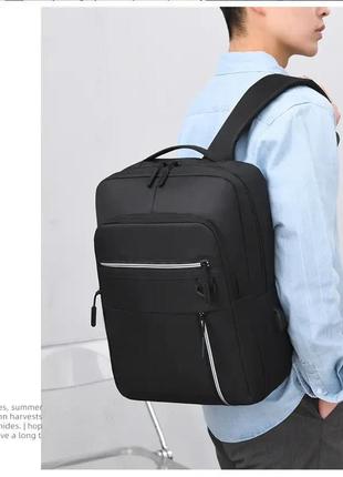 Мужской рюкзак плотный вместительный повседневный для ноутбука городской молодежный черный usb geerdun3 фото