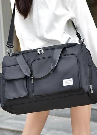Мужская спортивная сумка brand hengtoo карман для обуви черная нейлоновая 38 литров1 фото