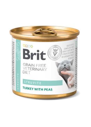 Консервы для кошек brit gf vetdiets cat struvite индейка и горох 200 г (8595602549863)