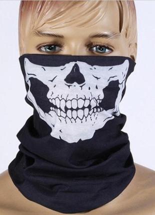 Бафф маска с рисунком черепа (челюсть), унисекс белый2 фото