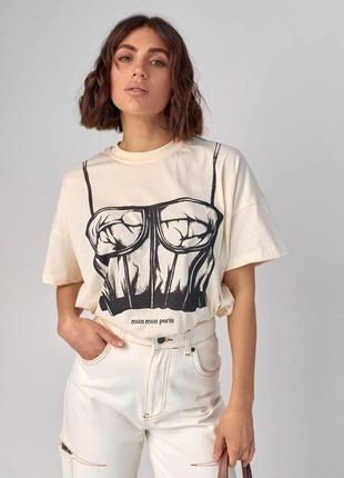 100% бавовна ‼️ футболка женская туречка с принтом/ 42-48/ мод 5092 фото