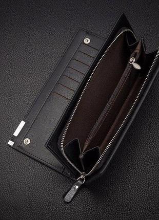 Мужское портмоне кожаное brand baellerry кошелек черный6 фото