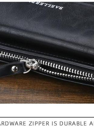 Мужской кожаный кошелек baellerry портмоне черный8 фото